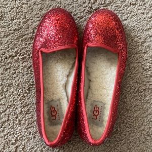 UGG Red Glitter Flats.  New Without Tags! US Size 5 (girls)